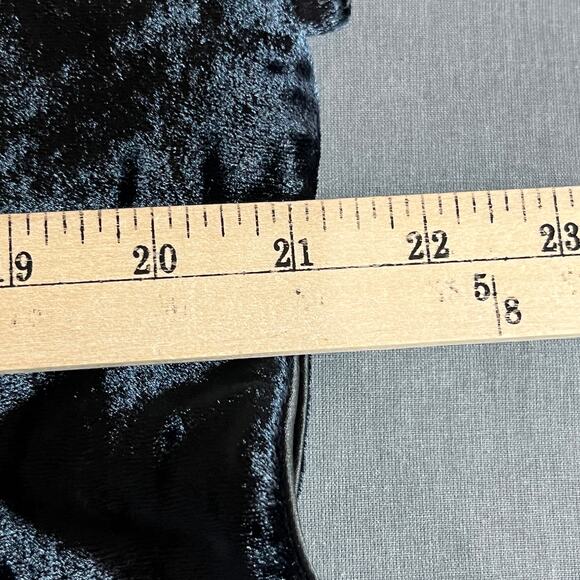 Express Blazer Jacket Womens Medium Blue Velour‎ One-Button Collared Goth Rave - Picture 7 of 8